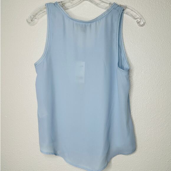 NWT Banana Republic Light Blue Picot Trim Semi Sheer Tank Top XSP - Picture 4 of 11